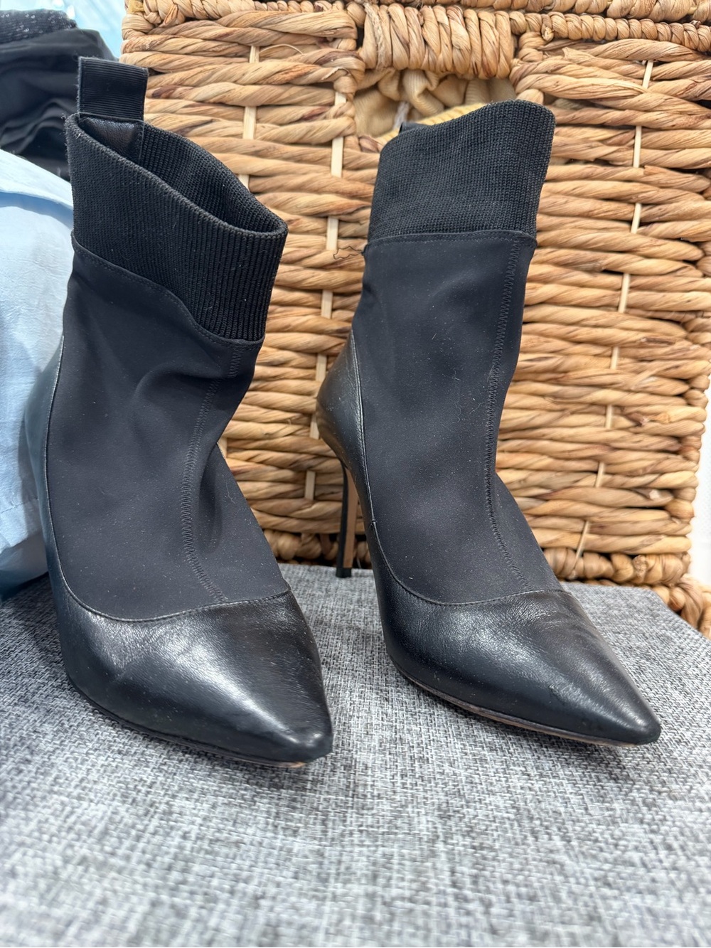 Women's Jimmy Choo Brandon 100 Black Pointed Sock Booties - Sleek Stiletto Heel